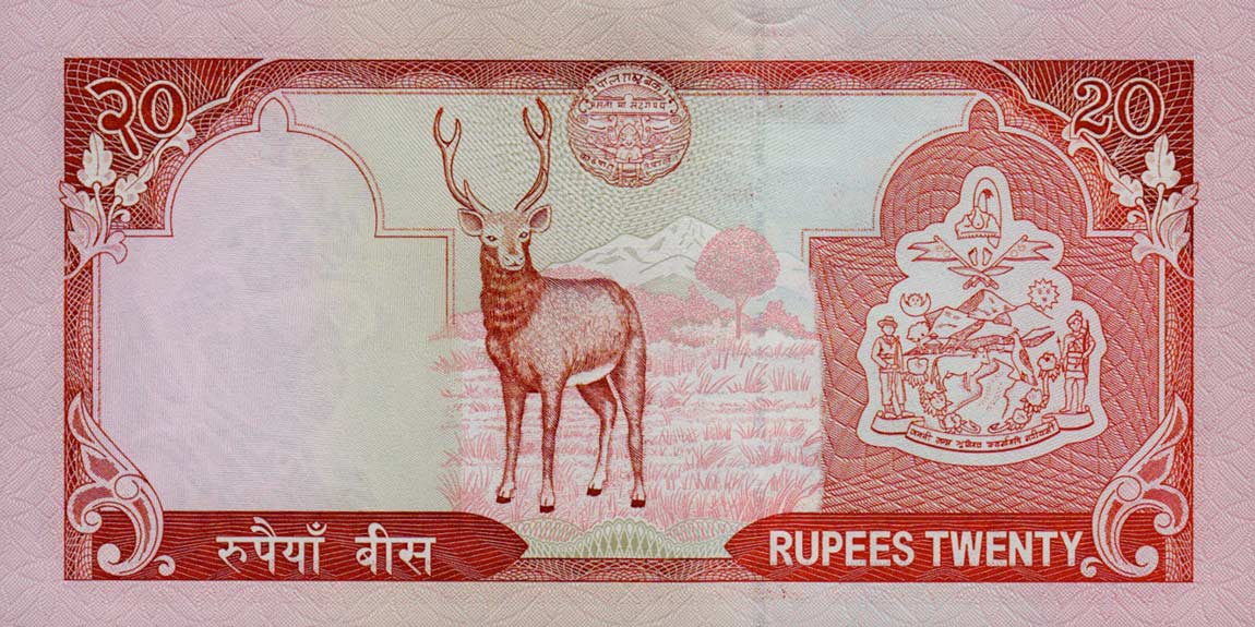 Back of Nepal p55: 20 Rupees from 2005