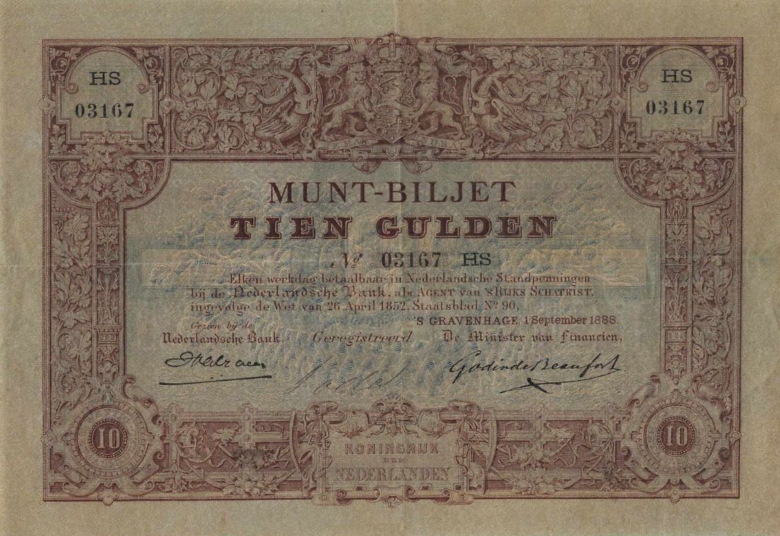 Front of Netherlands p1: 10 Gulden from 1878