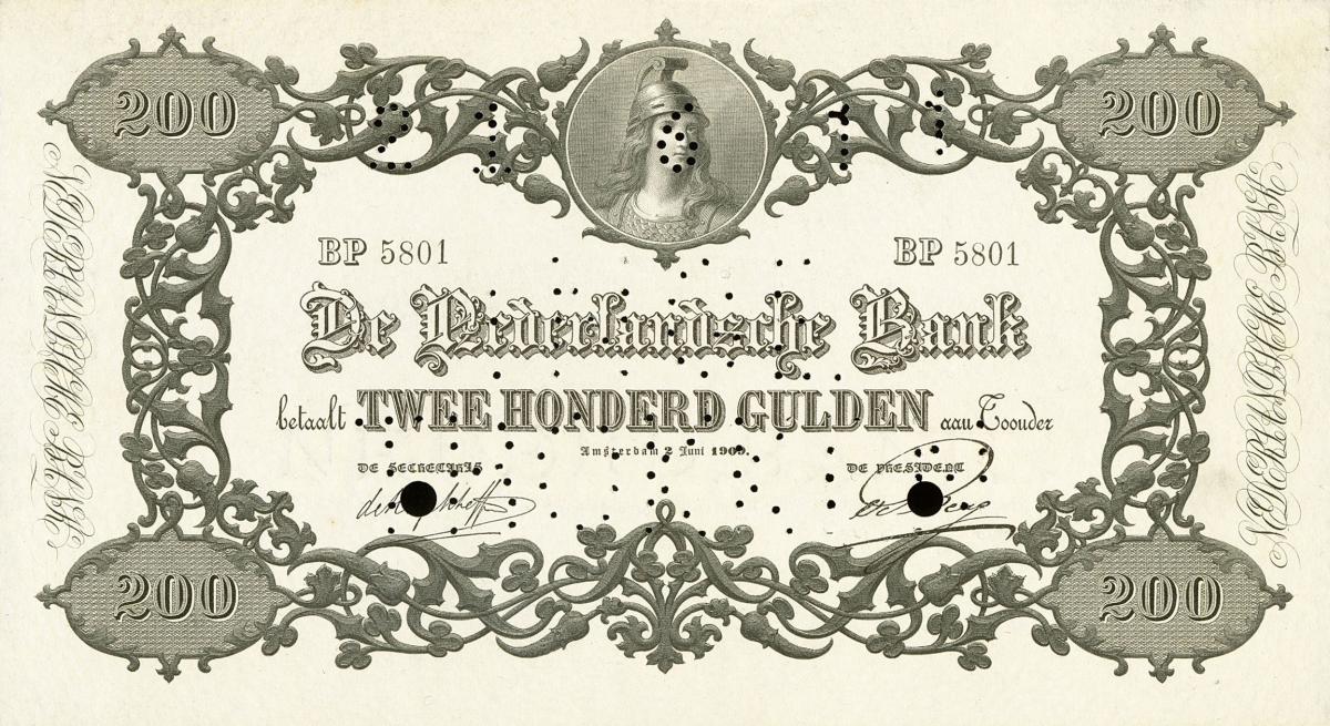 Front of Netherlands p25s: 200 Gulden from 1910