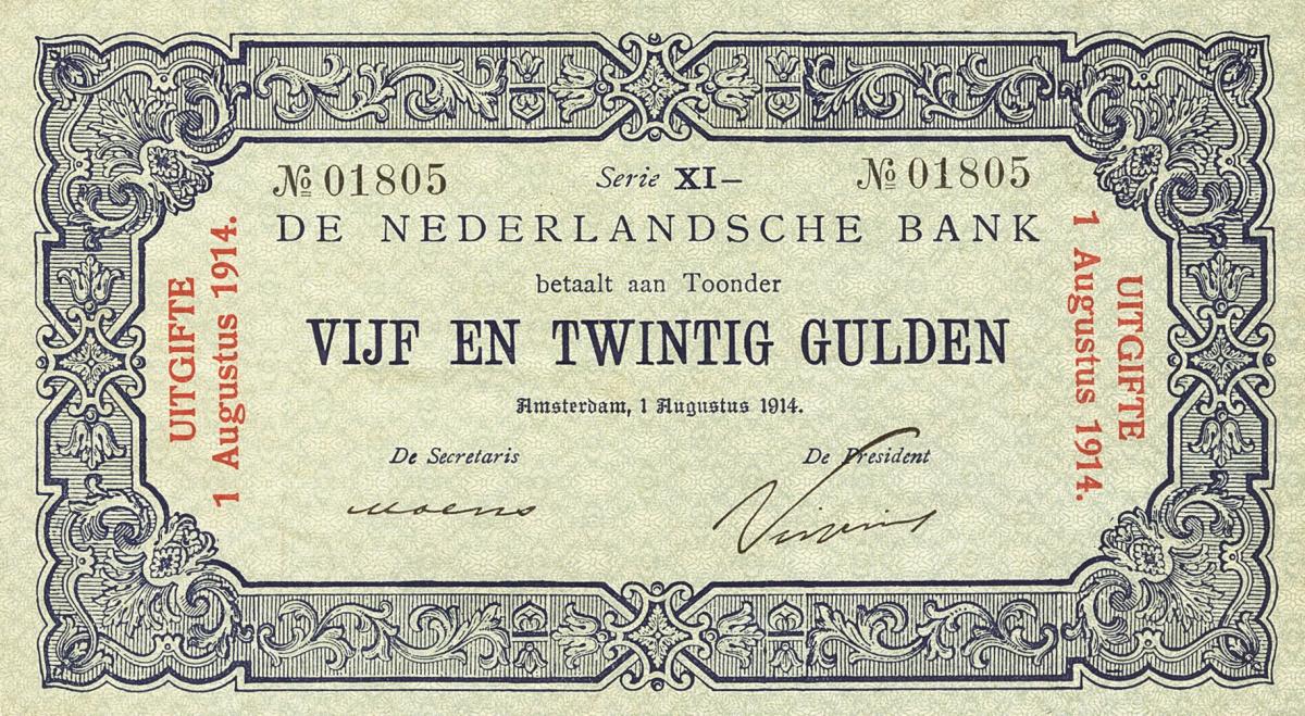 Front of Netherlands p29: 25 Gulden from 1914