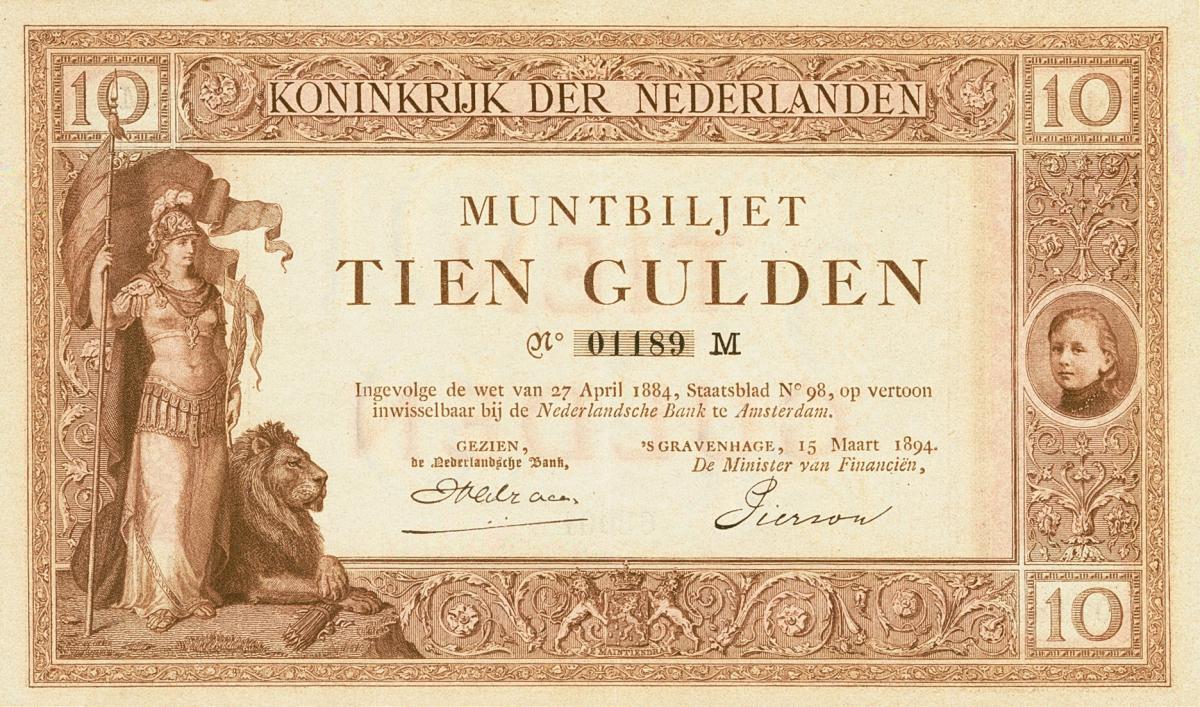 Front of Netherlands p2: 10 Gulden from 1894