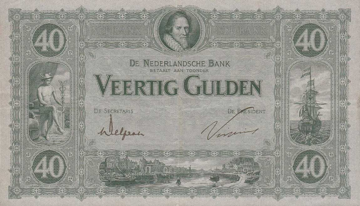 Front of Netherlands p37: 40 Gulden from 1923