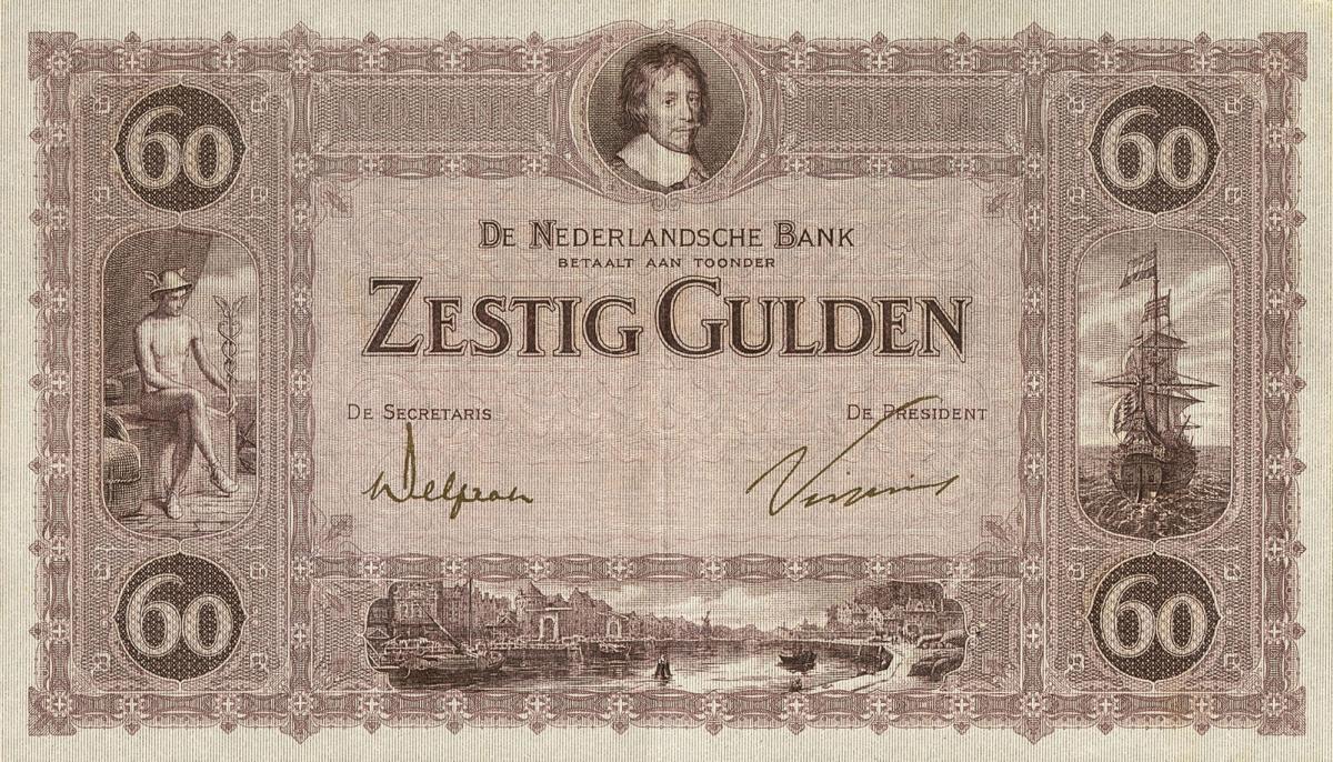 Front of Netherlands p38: 60 Gulden from 1923
