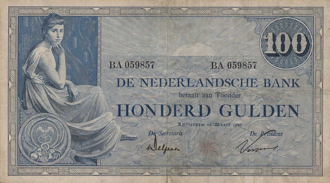Front of Netherlands p39c: 100 Gulden from 1926