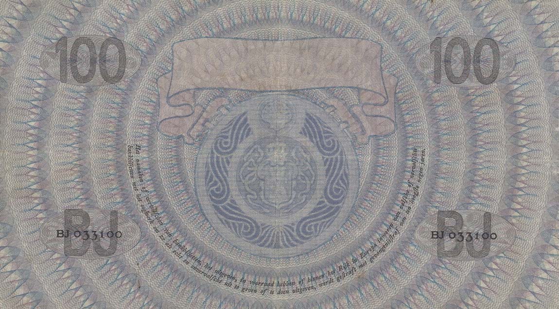 Back of Netherlands p39d: 100 Gulden from 1927