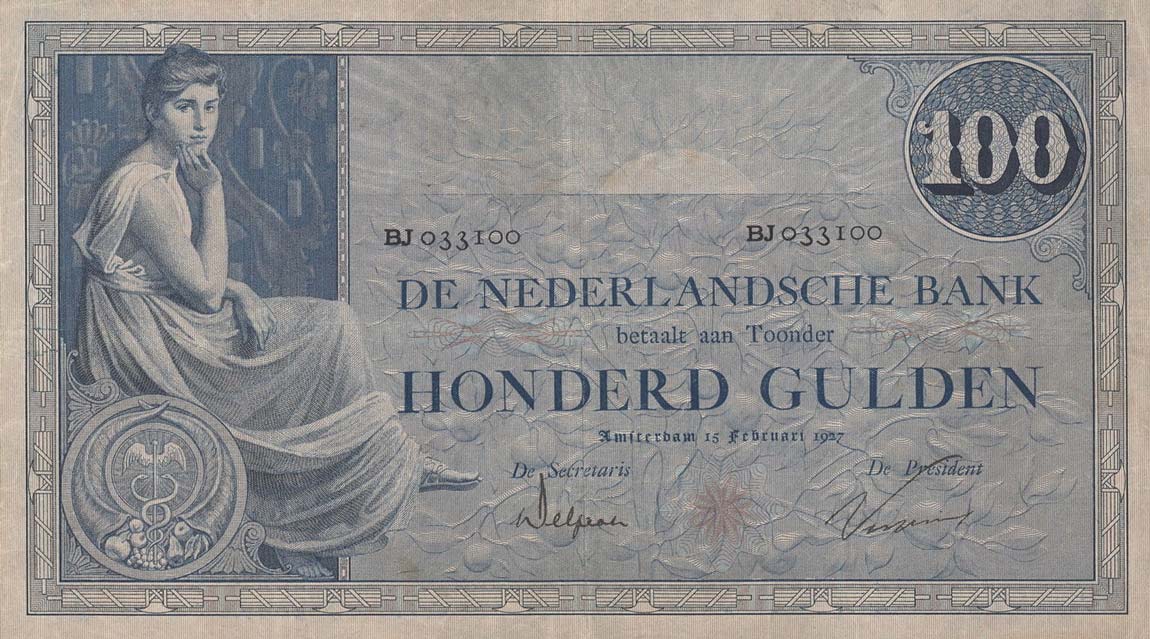 Front of Netherlands p39d: 100 Gulden from 1927