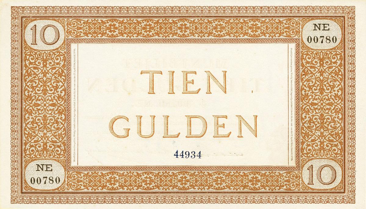 Back of Netherlands p3A: 10 Gulden from 1898