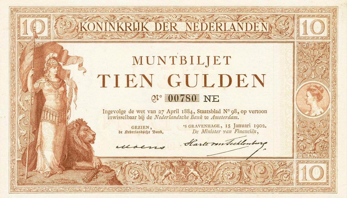 Front of Netherlands p3A: 10 Gulden from 1898