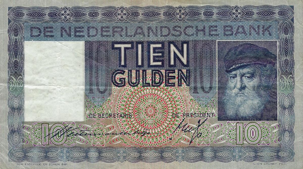 Front of Netherlands p49: 10 Gulden from 1933