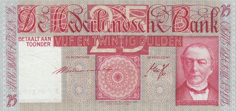 Front of Netherlands p50: 25 Gulden from 1931