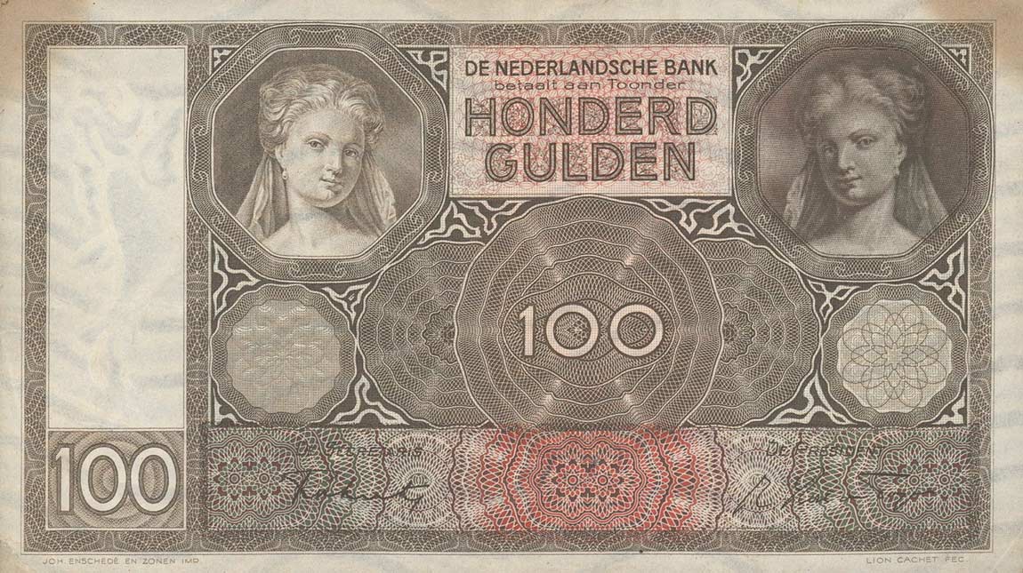 Front of Netherlands p51c: 100 Gulden from 1942