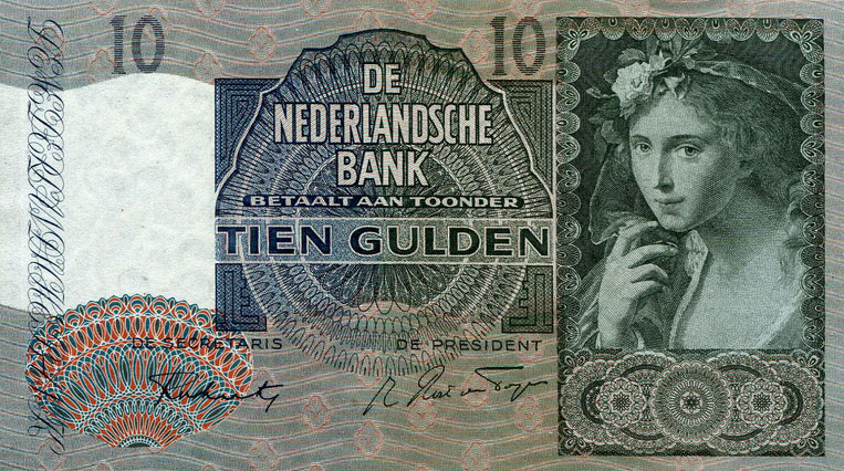Front of Netherlands p56b: 10 Gulden from 1941