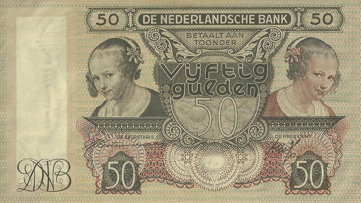 Front of Netherlands p58a: 50 Gulden from 1941