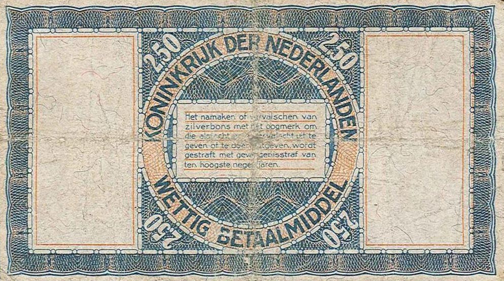 Back of Netherlands p62: 2.5 Gulden from 1938