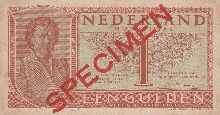 Front of Netherlands p72s: 1 Gulden from 1949