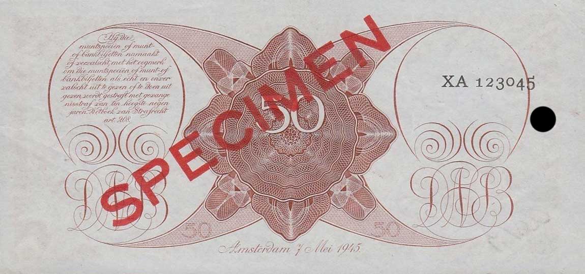 Back of Netherlands p78s: 50 Gulden from 1945