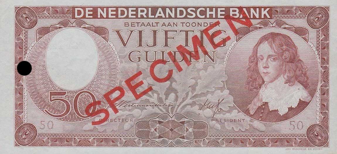 Front of Netherlands p78s: 50 Gulden from 1945