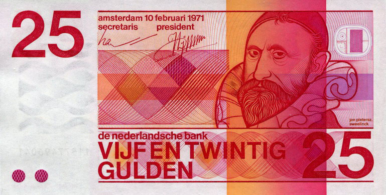 Front of Netherlands p92b: 25 Gulden from 1971