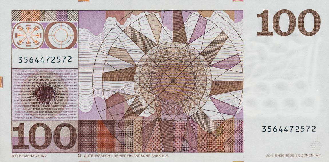 Back of Netherlands p93a: 100 Gulden from 1970