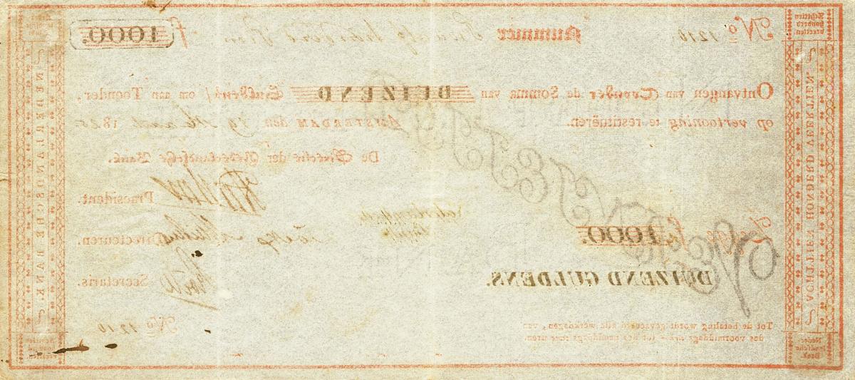 Back of Netherlands pA10: 1000 Gulden from 1814