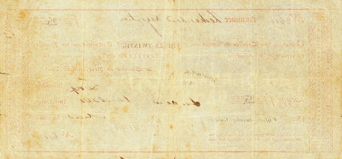 Back of Netherlands pA2: 25 Gulden from 1814
