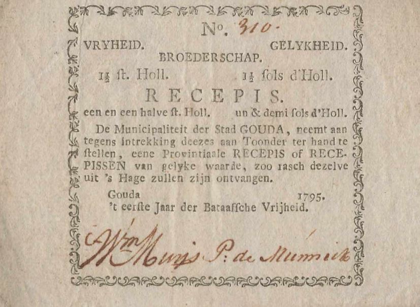 Front of Netherlands pB60: 1.5 Stuiver from 1795