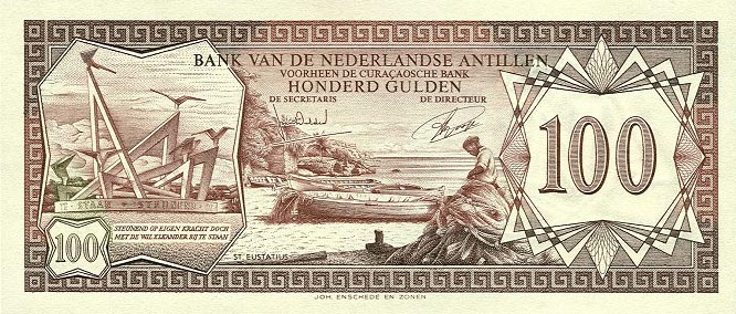 Front of Netherlands Antilles p12b: 100 Gulden from 1972