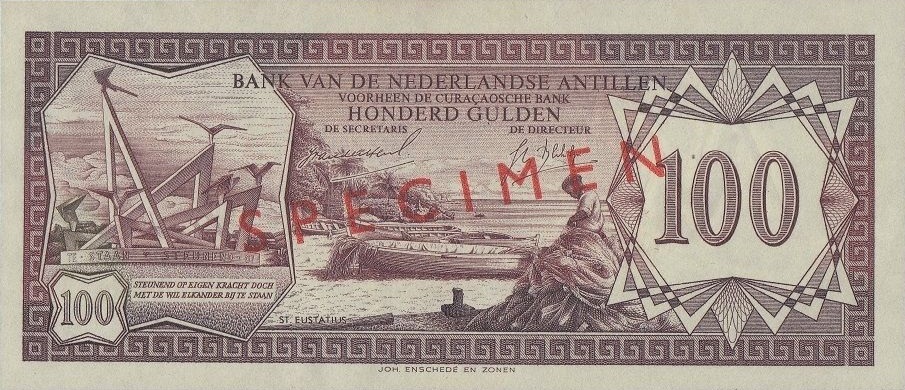 Front of Netherlands Antilles p12s: 100 Gulden from 1967