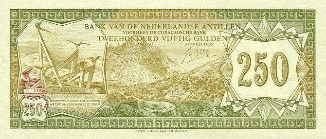 Front of Netherlands Antilles p13a: 250 Gulden from 1967