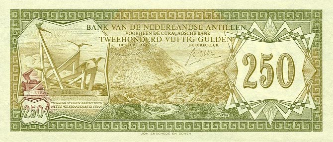 Front of Netherlands Antilles p13a: 250 Gulden from 1967