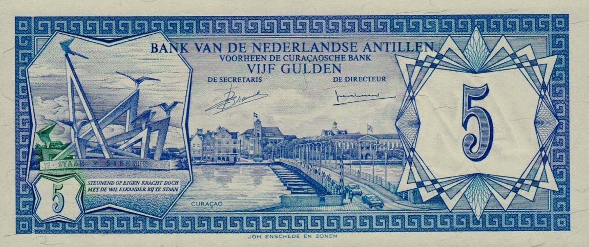 Front of Netherlands Antilles p15a: 5 Gulden from 1980