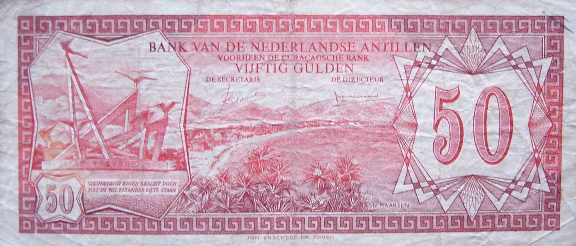 Front of Netherlands Antilles p18: 50 Gulden from 1980