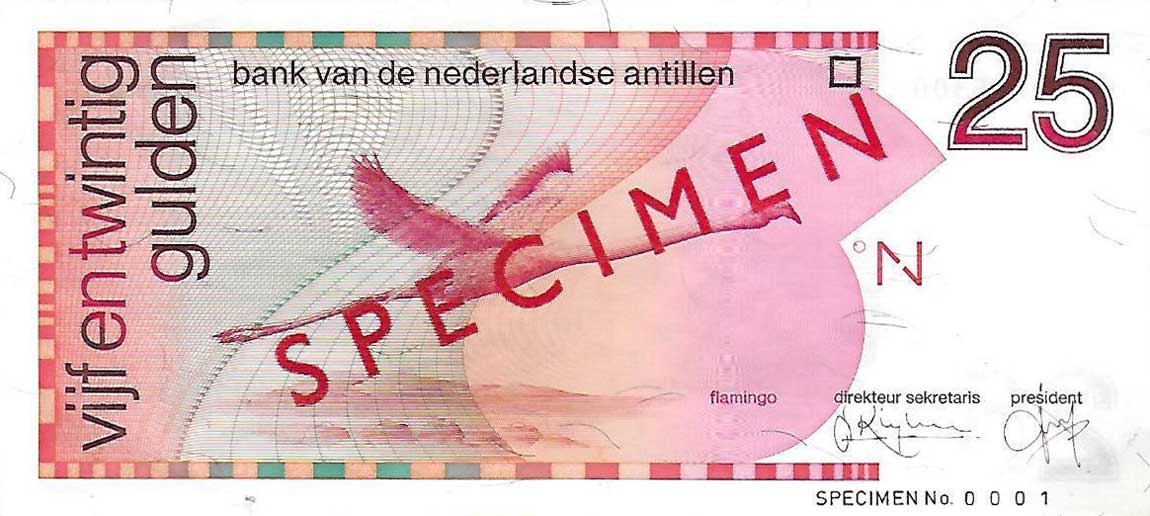 Front of Netherlands Antilles p24s: 25 Gulden from 1986