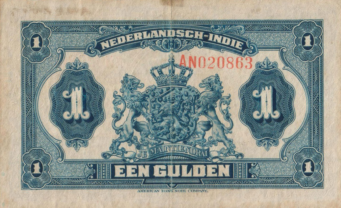 Back of Netherlands Indies p100a: 1 Gulden from 1919