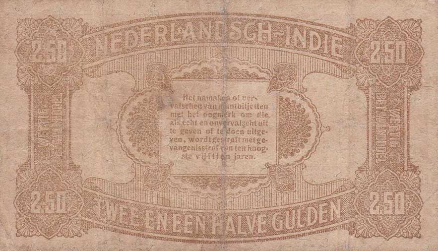 Back of Netherlands Indies p104: 2.5 Gulden from 1920