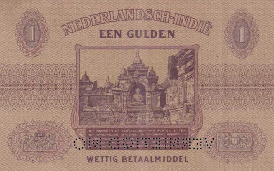 Back of Netherlands Indies p107: 1 Gulden from 1939