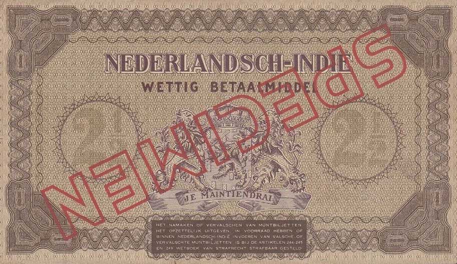 Back of Netherlands Indies p109s: 2.5 Gulden from 1940