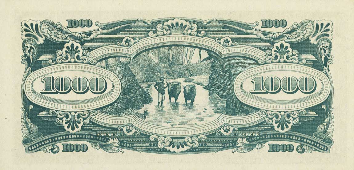 Back of Netherlands Indies p127a: 1000 Roepiah from 1945