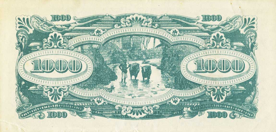 Back of Netherlands Indies p127s: 1000 Roepiah from 1945