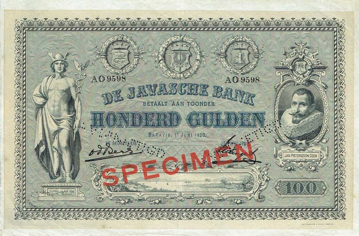 Front of Netherlands Indies p56s: 100 Gulden from 1896