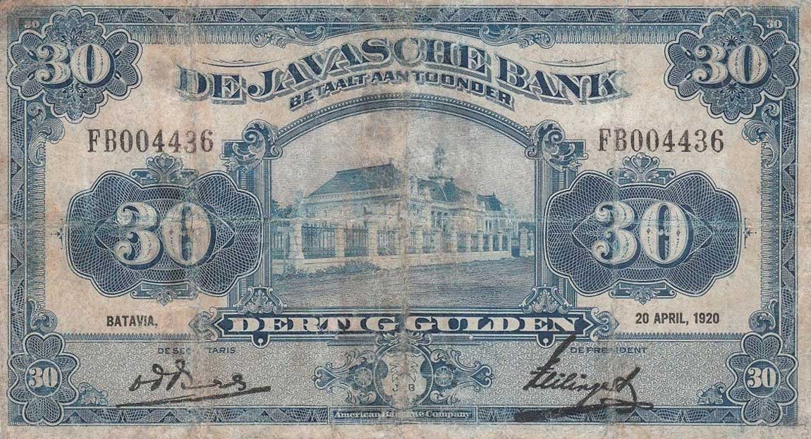 Front of Netherlands Indies p67a: 30 Gulden from 1919