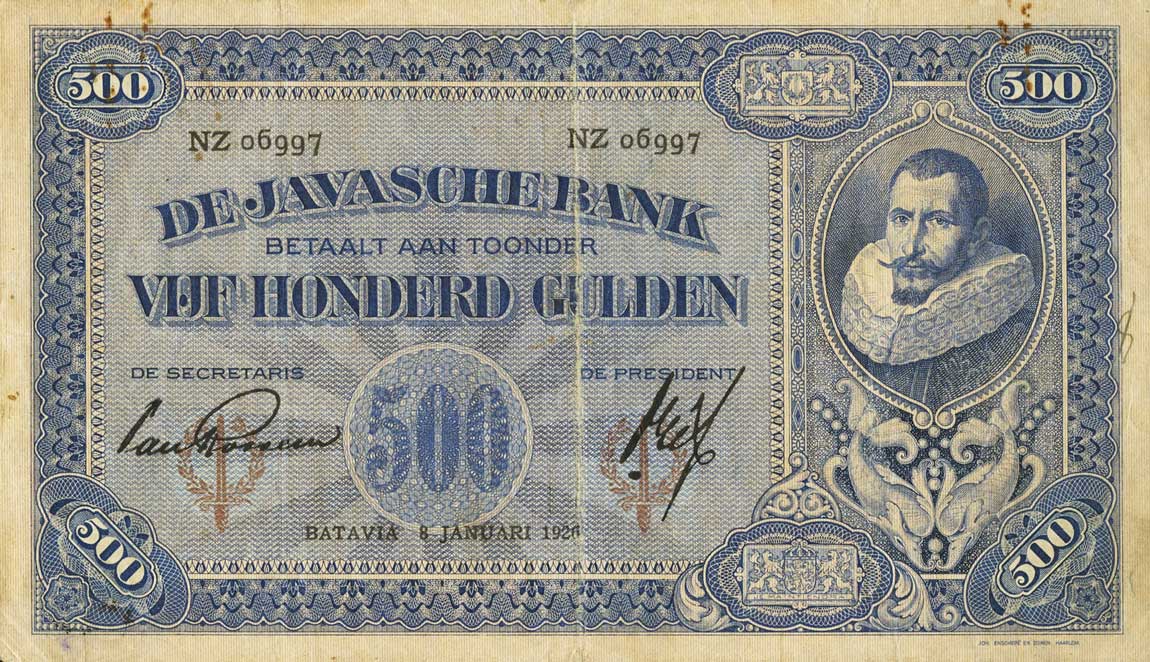 Front of Netherlands Indies p76a: 500 Gulden from 1926