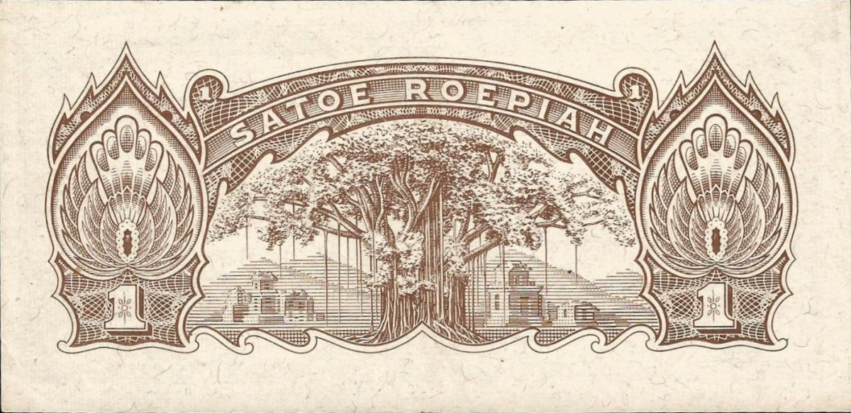 Back of Netherlands Indies p129a: 1 Roepiah from 1944
