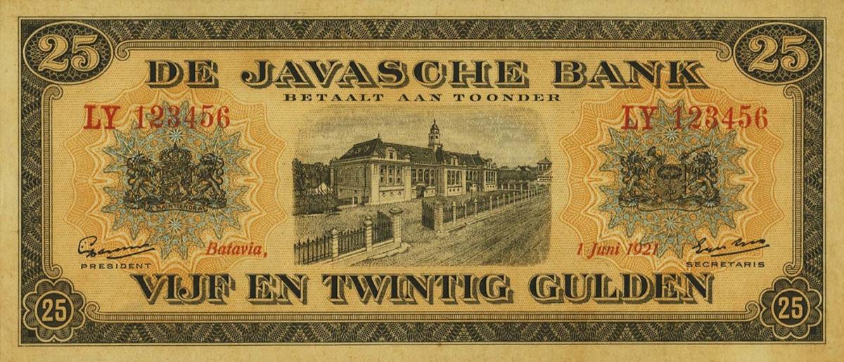 Front of Netherlands Indies p66Act: 25 Gulden from 1921