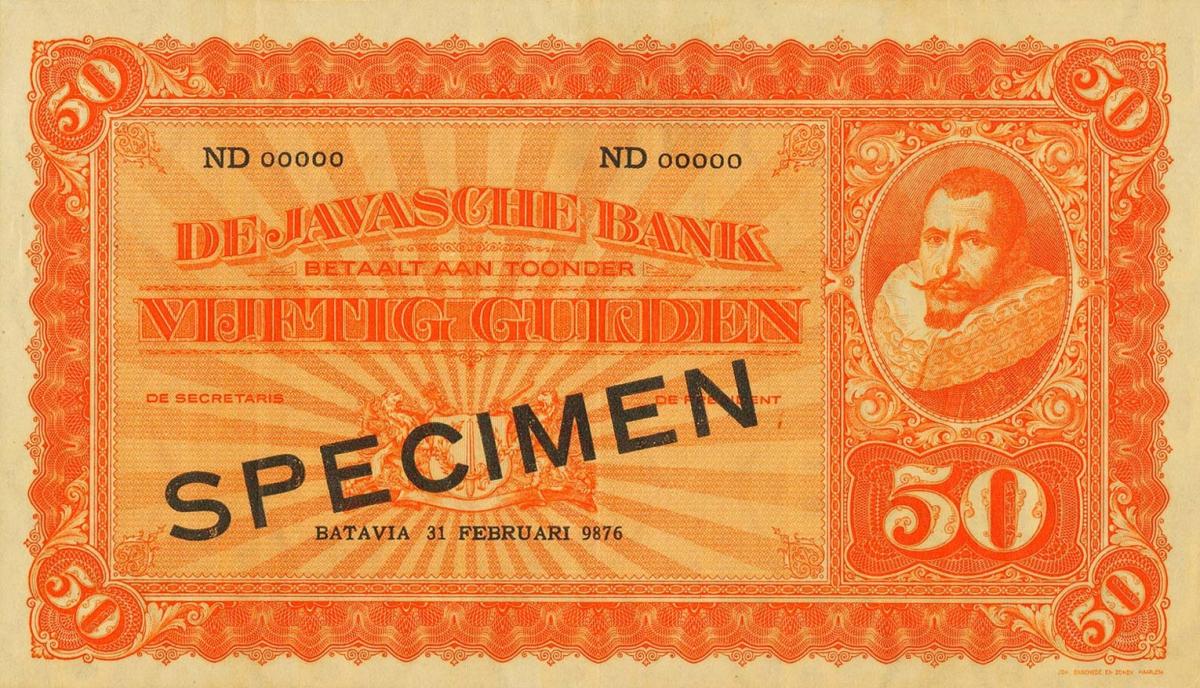 Front of Netherlands Indies p72s: 50 Gulden from 1926