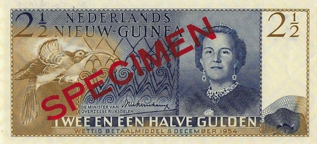 Front of Netherlands New Guinea p12s: 2.5 Gulden from 1954