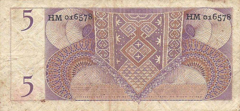 Back of Netherlands New Guinea p13a: 5 Gulden from 1954