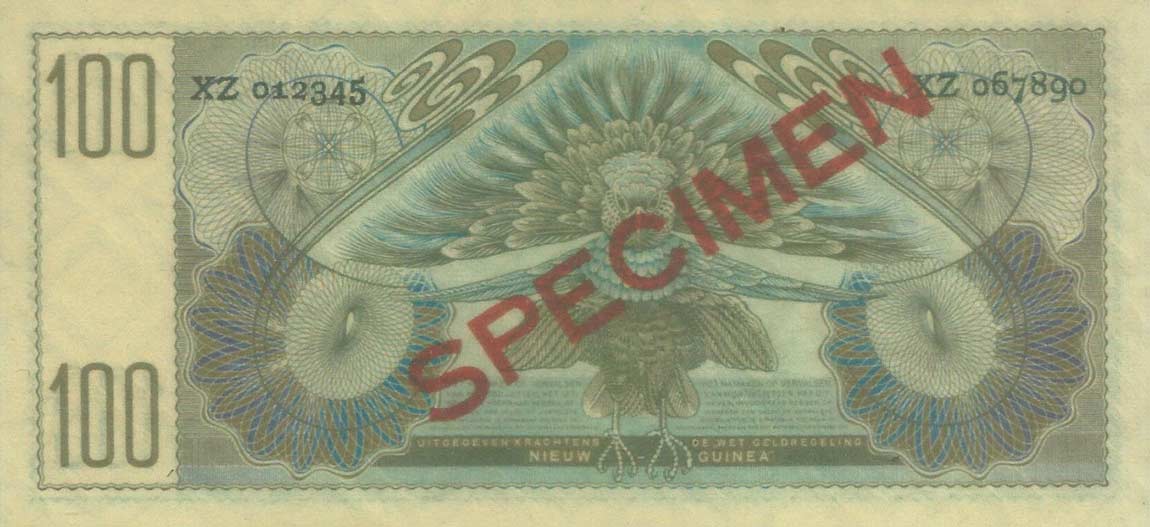 Back of Netherlands New Guinea p16s: 100 Gulden from 1954