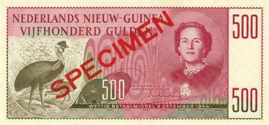 Front of Netherlands New Guinea p17s: 500 Gulden from 1954