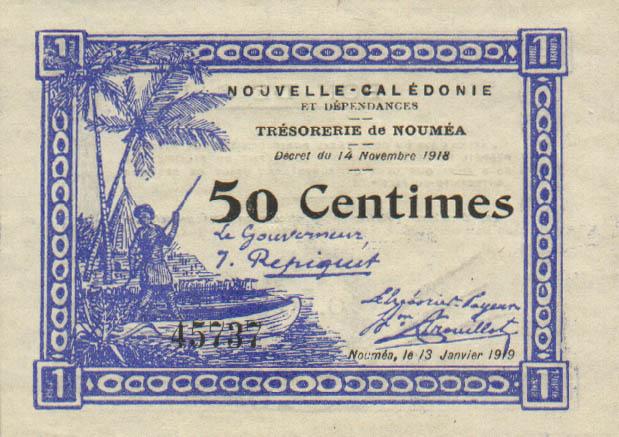 Front of New Caledonia p33a: 0.5 Franc from 1918